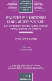 immunités parlementaires et régime représentatif : l'apport du droit constitutio