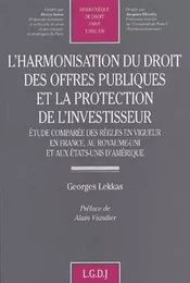 l'harmonisation du droit des offres publiques et la protection de l'investisseur