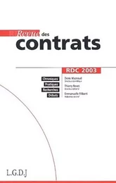 REVUE DES CONTRATS N 1 - 2003