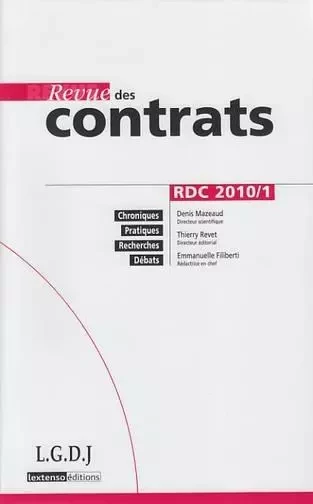 REVUE DES CONTRATS N 1 - 2010 -  Collectif - LGDJ