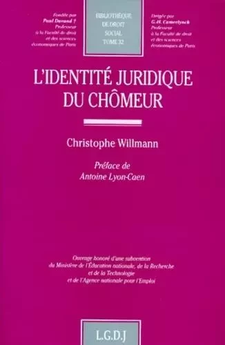 l'identité juridique du chômeur -  Willmann c. - LGDJ