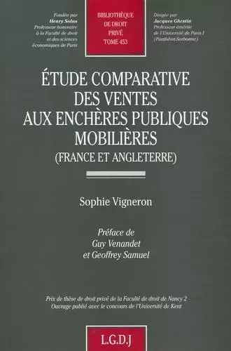 etude comparative des ventes aux enchères publiques mobilières (france et anglet -  Vigneron s. - LGDJ