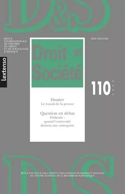 Droit & Société N°110-2022 -  ANONYME - LGDJ