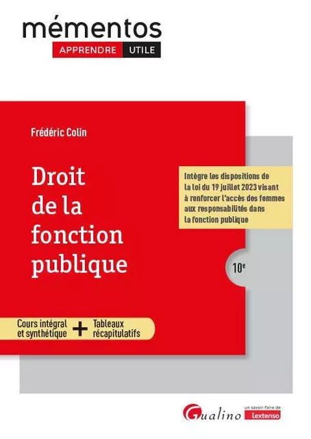 Droit de la fonction publique - Frédéric Colin - GUALINO