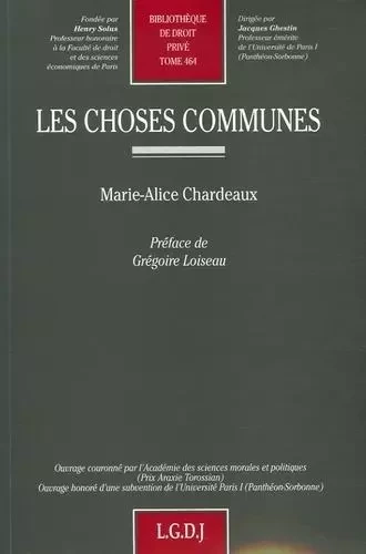 LES CHOSES COMMUNES -  CHARDEAUX M.-A. - LGDJ