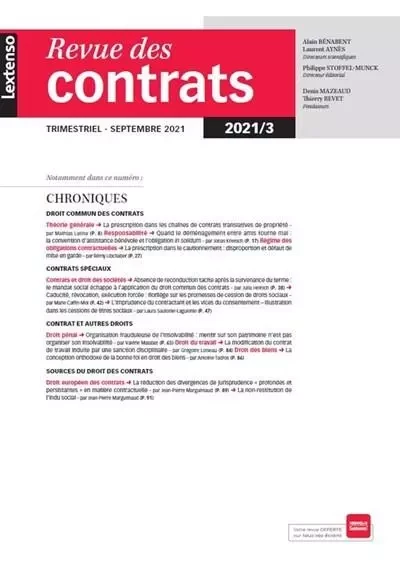 Revue des contrats N°3-2021 -  Collectif - LGDJ