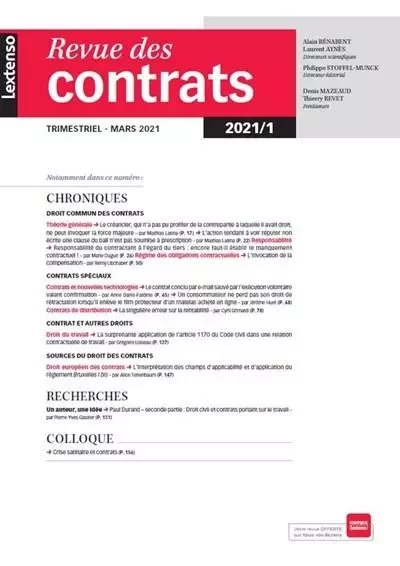 Revue des contrats N°1-2021 -  Collectif - LGDJ