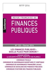 REVUE FRANÇAISE DE FINANCES PUBLIQUES N 133 - 2016