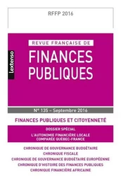 REVUE FRANÇAISE DE FINANCES PUBLIQUES N 135 - 2016