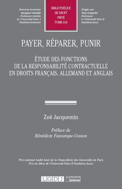 Payer, réparer, punir - Zoé Jacquemin - LGDJ