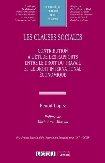 Les clauses sociales - Benoît Lopez - LGDJ