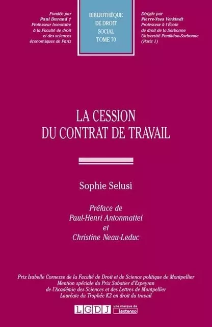 la cession du contrat de travail - Sophie Selusi - LGDJ