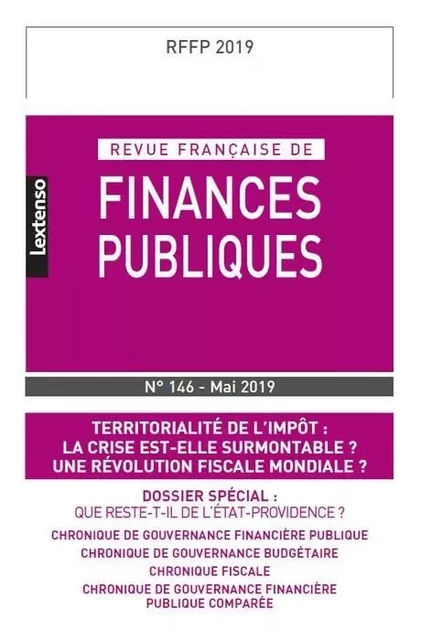 REVUE FRANCAISE DE FINANCES PUBLIQUES N 146 - MAI 2019 -  Collectif - LGDJ