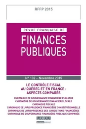 REVUE FRANÇAISE DE FINANCES PUBLIQUES N 132 - 2015