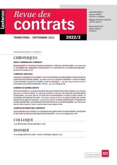 Revue des contrats N°3-2022 -  Collectif - LGDJ