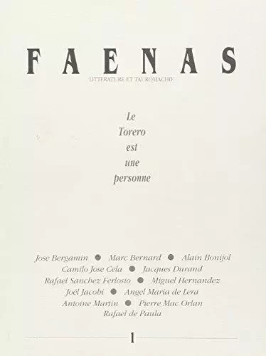 Faenas 1 -  Collectif - VERDIER