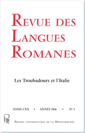 Revue des Langues Romanes Tome 120 n° 1