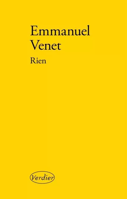 Rien - Emmanuel Venet - VERDIER