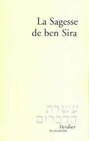 La sagesse de Ben Sira -  ANONYME - VERDIER