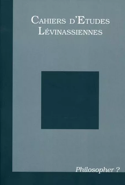 Cahiers d'études lévinassiennes n°9 -  Collectif - VERDIER