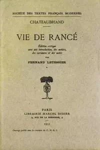 Vie de Rancé - François-René deChateaubriand - STFM