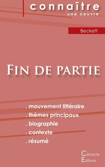 Fiche de lecture Fin de partie de Beckett (Analyse littéraire de référence et résumé complet) - Samuel Beckett - CENACLE