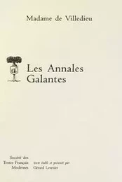 Les Annales galantes - Tome I