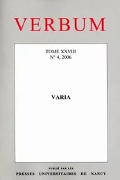 VERBUM, N 4/2006. TOME XXVIII. VARIA