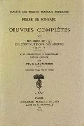 Tome VII - Les Odes (1555), Les Continuations des Amours (1555-1556)