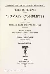 Tome XV - Septiesme livre des Poèmes (1569), Les oeuvres (1571)