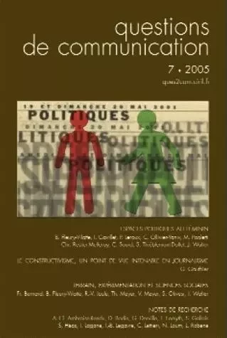 QUESTIONS DE COMMUNICATION, N 7/2005. ESPACES POLITIQUES AU FEMININ -  - PU NANCY