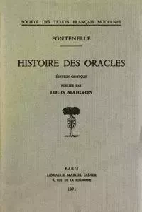 Histoire des oracles - Bernard Le Bovier de Fontenelle - STFM