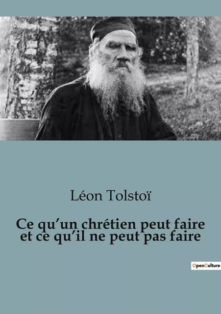 Ce qu'un chrétien peut faire et ce qu'il ne peut pas faire - Léon Tolstoï - SHS EDITIONS