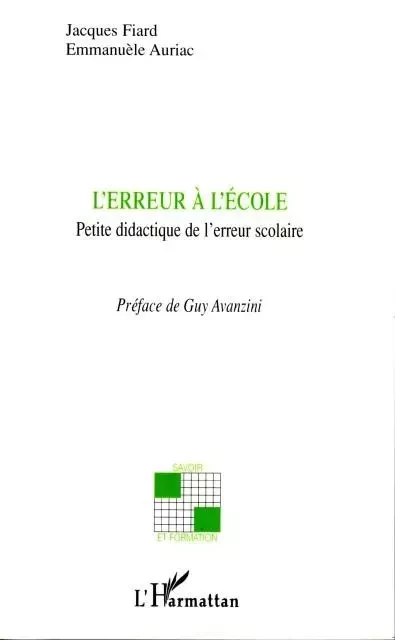 L'erreur à l'école -  Fiard jacques - Editions L'Harmattan