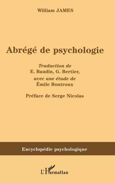 Abrégé de psychologie - William James - Editions L'Harmattan