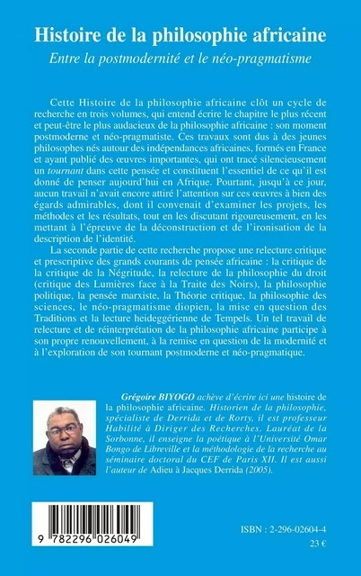 HISTOIRE DE LA PHILOSOPHIE (LIVRE IV) AFRICAINE ENTRE LA POS -  - Editions L'Harmattan