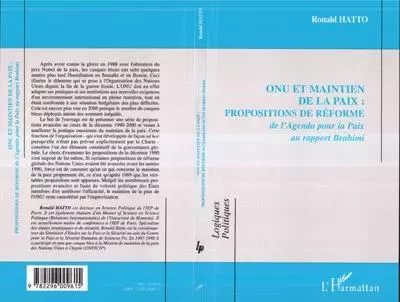 ONU et maintien de la paix : propositions de réforme - Ronald Hatto - Editions L'Harmattan