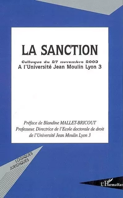 La sanction -  - Editions L'Harmattan