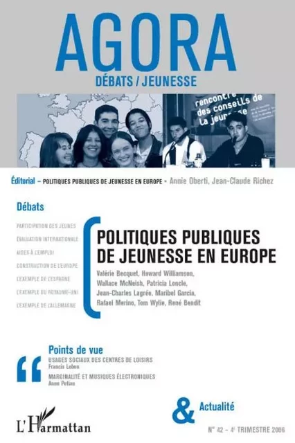 Politiques publiques de jeunesse en Europe -  - Editions L'Harmattan