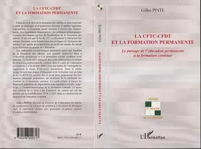 La CFTC-CFDT et la formation permanente - Gilles Pinte - Editions L'Harmattan