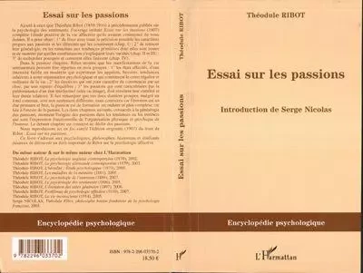 Essai sur les passions - Théodule Ribot - Editions L'Harmattan