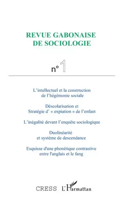 Revue gabonaise de sociologie -  Cress - Editions L'Harmattan