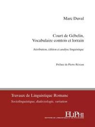 Court de Gébelin, Vocabulaire comtois et lorrain