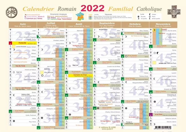 Calendrier familial catholique 2022 grand format A3 -  Collectif - SAINT JUDE