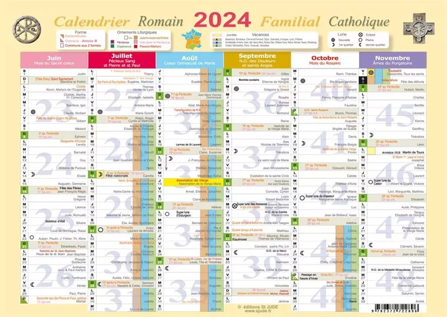 Calendrier familial catholique romain 2024 Grand (A3) -  Equipe éditoriale  St Jude - SAINT JUDE