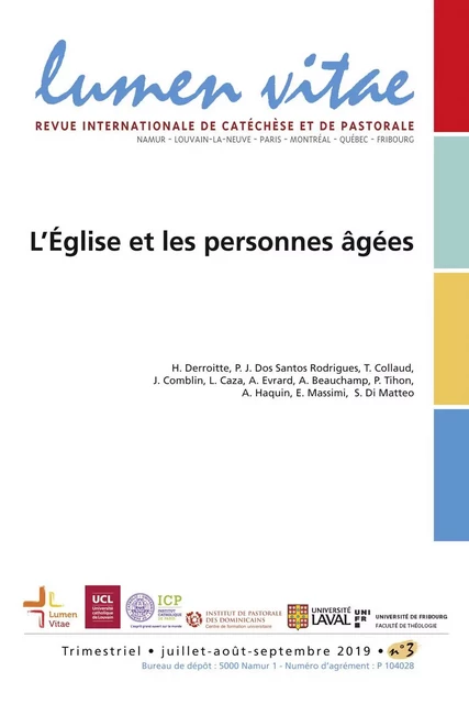 Lumen vitae 2019/3 l'eglise et les personnes âgées -  Collectif - RIRTP