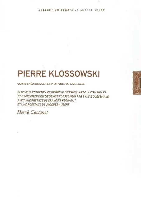 Pierre Klossowski - Hervé Castanet - La lettre volée