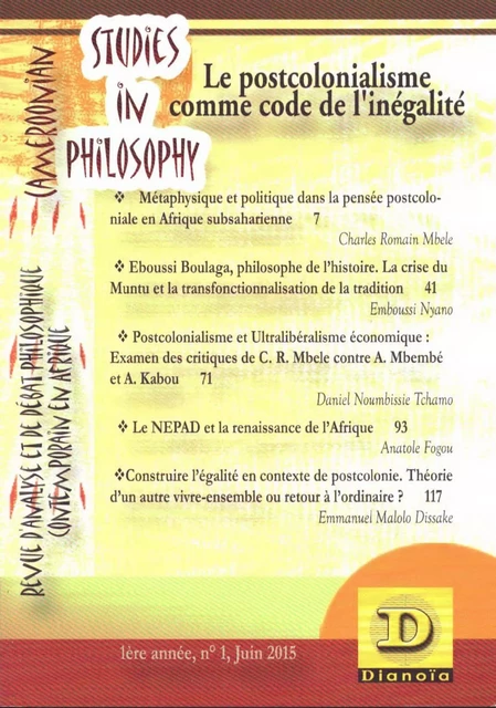 Postcolonialisme comme code de l'inégalité -  - Dianoïa