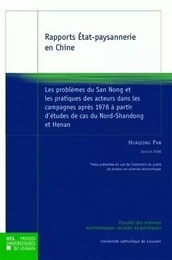 RAPPORT ETAT PAYSANNERIE EN CHINE