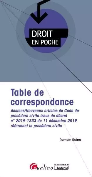 Table de correspondance - Romain Raine - GUALINO